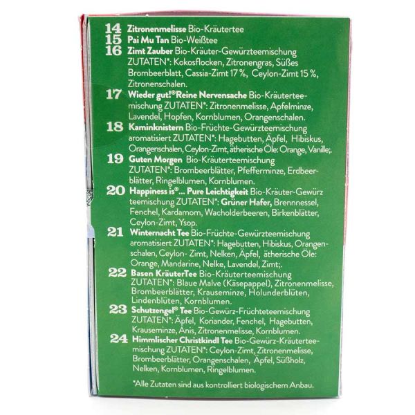 Sonnentor Adventkalender Inhaltsangabe 2