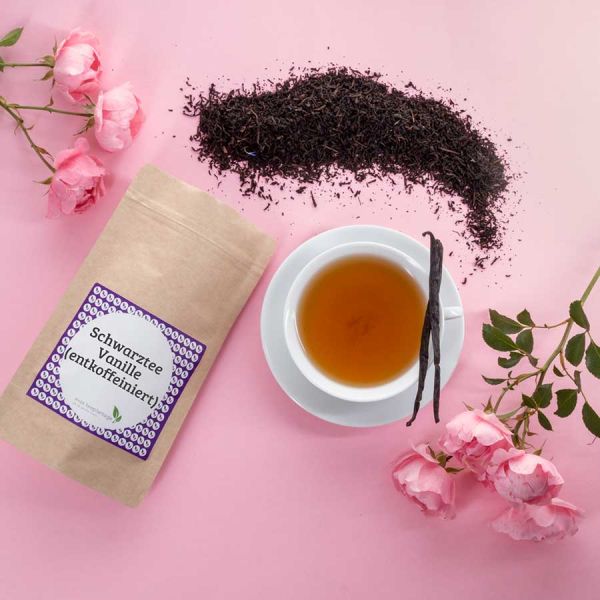Aromatisierter Schwarztee Vanille entkoffeiniert