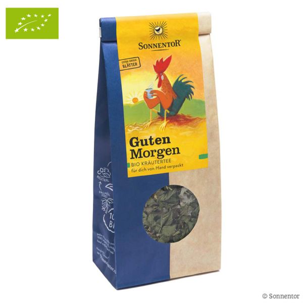Guten Morgen-Tee von Sonnentor ist die ideale Kräuterteemischung für die Familie. Macht wach und munter und entlässt alle stressfrei in den neuen Tag.
