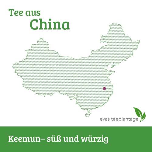 Tee aus China, Keemun, schmeckt süß und würzig.
